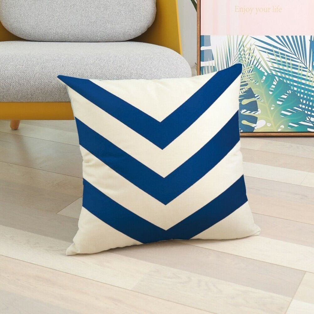 Blue and white striped pillow case